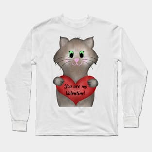 You are my Valentine - Cat with heart Long Sleeve T-Shirt